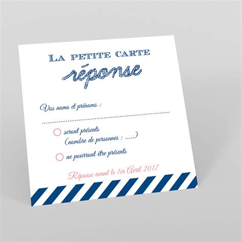 Carton R Ponse Mariage Navy Corail Echantillon Offert