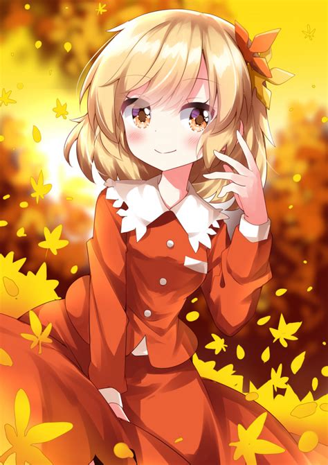 Safebooru 1girl Aki Shizuha Blonde Hair Blurry Blurry Background