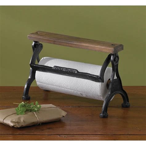 Vintage Inspired Counter Wooden And Cast Iron Butchers Paper Towel