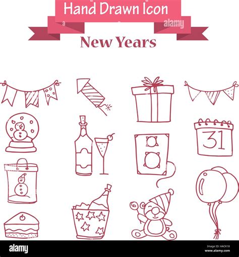 Illustration New Year Icons Collection Stock Vector Image Art Alamy