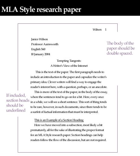 MLA Style Guide: Section headings