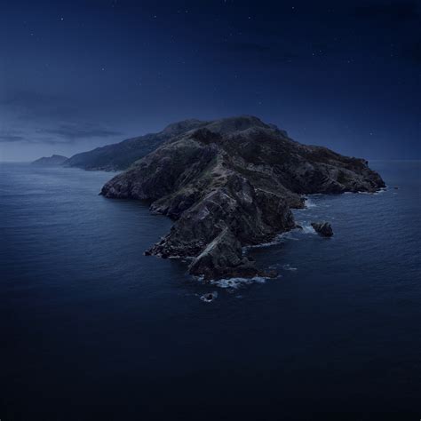 macOS Catalina Wallpaper 4K, Night, Stock, Mountains, Island