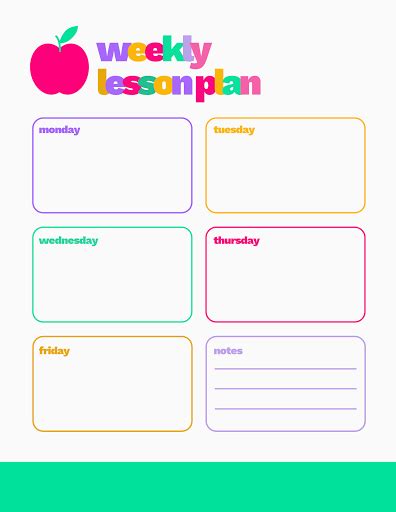 Free Weekly Lessons Template Customize With Picmonkey Worksheets