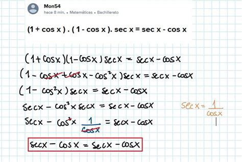 Cos X Cos X Sec X Sec X Cos X Brainly Lat