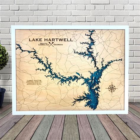 Lake Hartwell, Custom Wood Map, Lake House Decor, Lake Map, Wood Lake ...