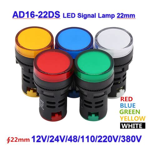 AD16 22DS Indicator Light 12V 24V 220V 380V LED Power Indicator Pilot