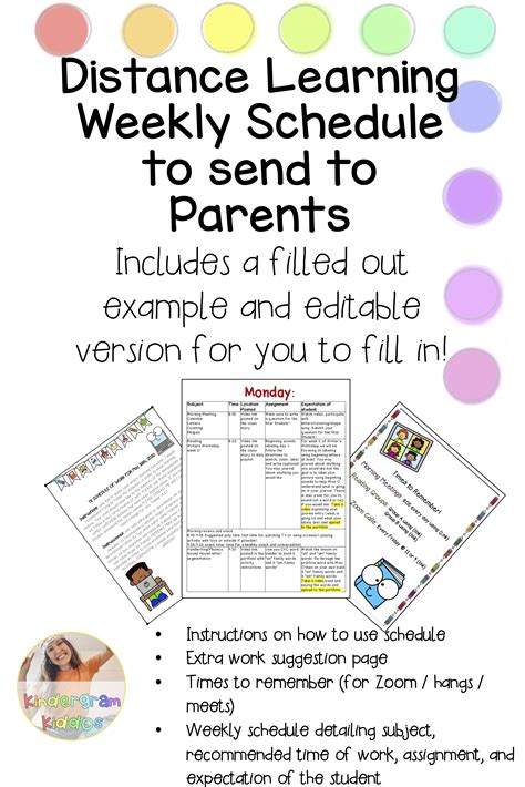 Editable Distance Learning Schedule And Letters To Parents Distance