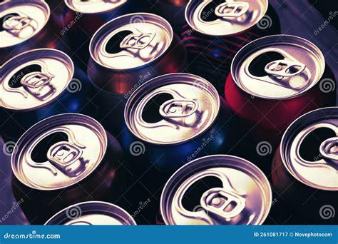 Beer Cans Close Up Aluminum Cans Many Open Empty Cans Recycling And