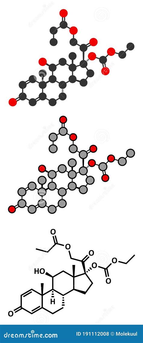 Prednicarbate Topical Corticosteroid Drug Molecule 3d Rendering Atoms Are Represented As