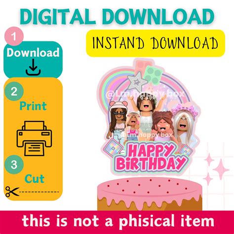 Roblox Printable Cake Topper Girls Roblox Cake Topper Roblox Cake Topper Roblox Digital Cake