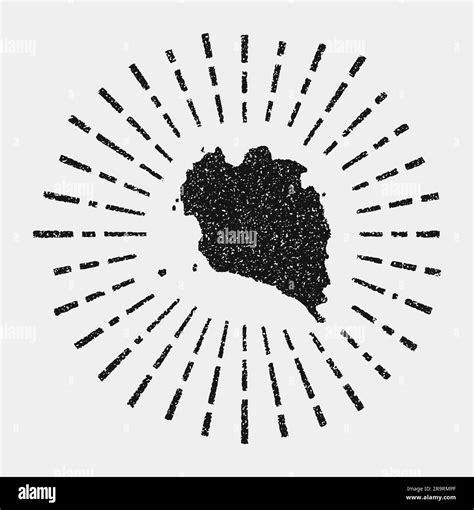 Vintage Map Of Ko Pha Ngan Grunge Sunburst Around The Island Black Ko