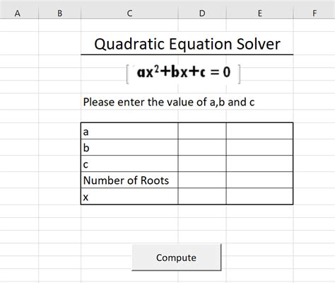 Excel Vba Qudratic Equation Solver