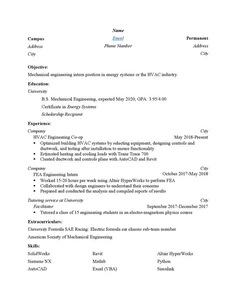 Resume Review Any Feedback Appreciated Rmechanicalengineering