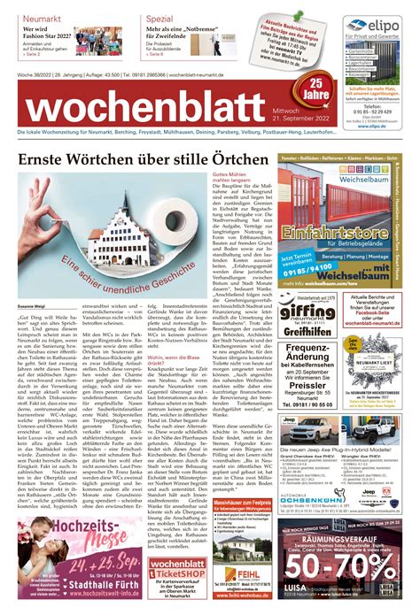 Das Wochenblatt Neumarkt Vom 21 September 2022 Als E Paper