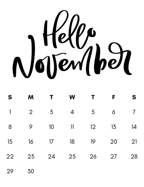 November 2020 Calendar 10 Free Printable Designs