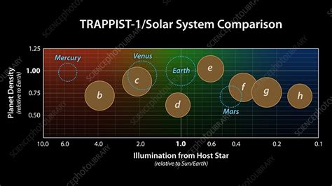 TRAPPIST-1 planetary system, illustration - Stock Image - C038/5779 ...