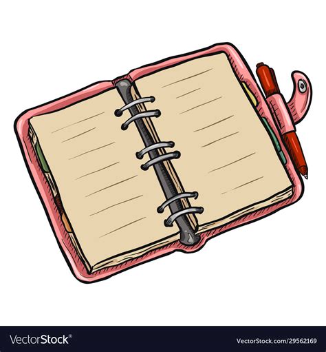 Single Cartoon Diary On White Background Vector Image
