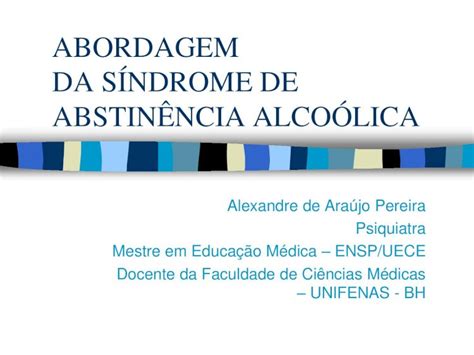 Pdf Abordagem Da SÍndrome De AbstinÊncia AlcoÓ