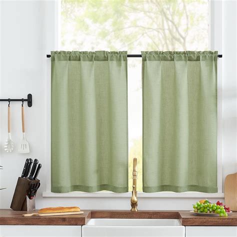 Amazon JINCHAN Kitchen Curtains Linen Tier Curtains 24 Inch