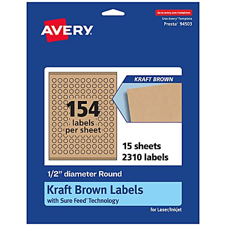 Avery Kraft Permanent Labels With Sure Feed Kmp Round