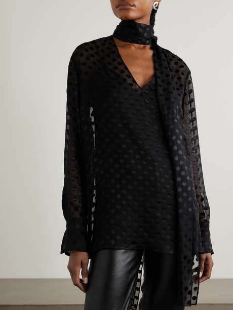 Givenchy Pussy Bow Polka Dot Silk Blend Chiffon Blouse Net A Porter