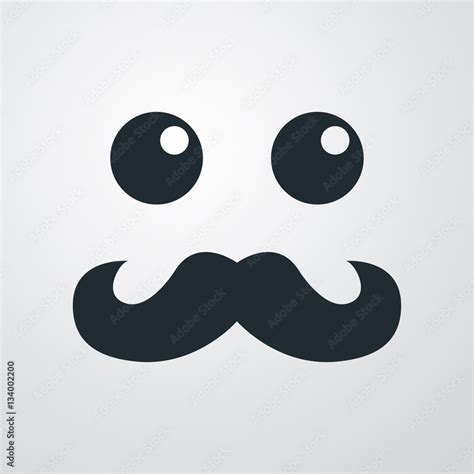 Icono Plano Cara Con Bigote Estilo Kawaii En Fondo Degradado Stock