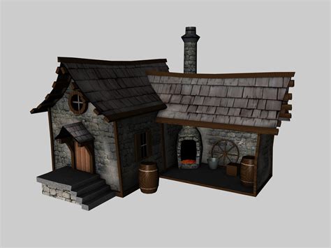 3d Model Low Poly Blacksmith Medieval Building Vr Ar Low Poly