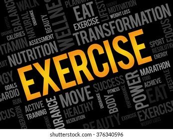 Exercise Word Cloud Fitness Sport Health Stock Illustration