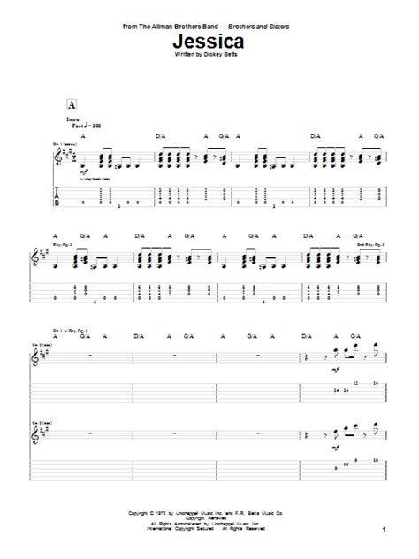 Jessica By Allman Brothers Band Sheet Music For Guitar Tab At Sheet