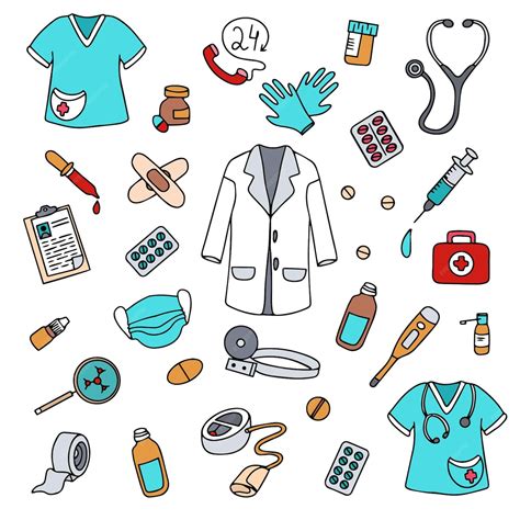 Desenhos Médicos E Médicos Desenhados à Mão Colecção De ícones Médicos