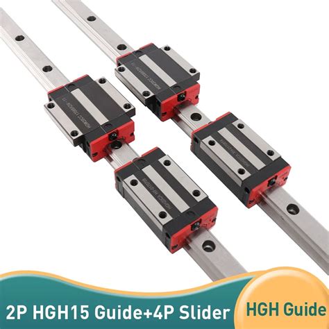 2PCS HGH15 Linear Guide Rail 4PCS Slide Bearing Block HGH15CA Flang