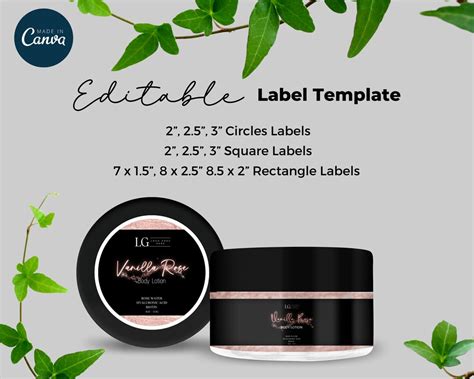 Cosmetic Jars Label Template Diy Beauty Product Label Etsy