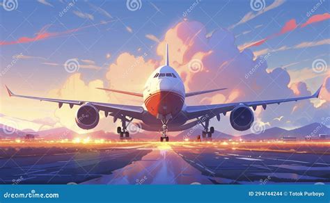 Airplane Taking Off From Airport Generative Ai Stock Illustration