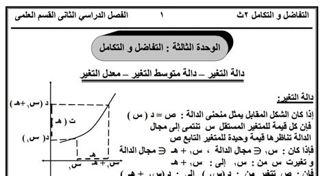 شرح التفاضل والتكامل في 80 ورقة Pdf للصف الثاني الثانوى الفصل الدراسي