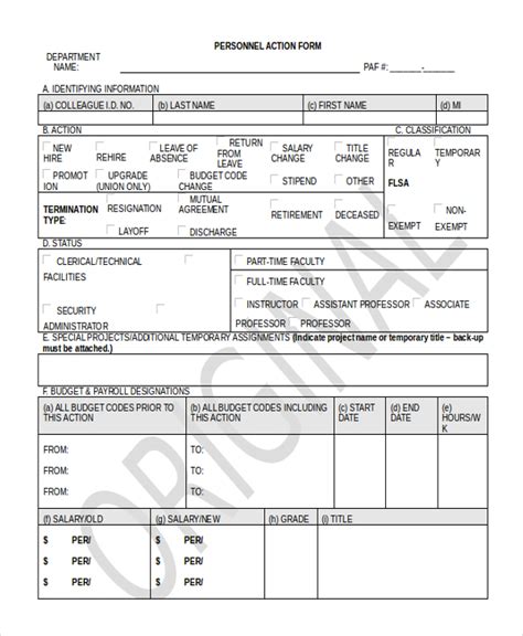 Free Personnel Action Form Samples In Ms Word Pdf Excel