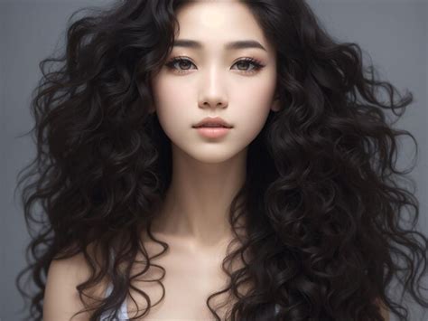 Premium Photo Young Asian Beauty Woman Curly Long Hair With Korean