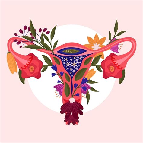 Free Vector Female Reproductive System With Flowers