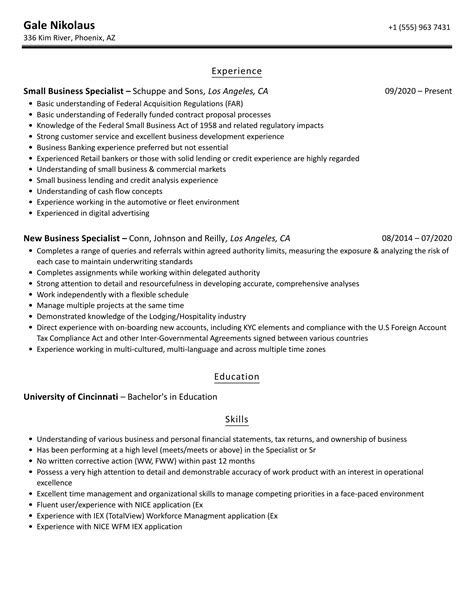 Business Specialist Resume Samples Velvet Jobs