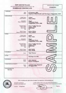 Nsw Bdm Sample Standard Marriage Certificate Naati