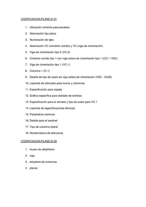 Codificacion Plano Estructuras Codificacion Plano E Ubicaci N