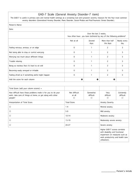 Fillable Online Gad 7 Scale General Anxiety Disorder 7 Item Fax Email