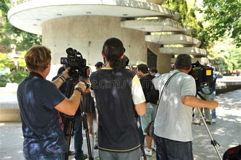 Journalists Taking Pictures with Television Cameras Editorial Image - Image of announcement ...