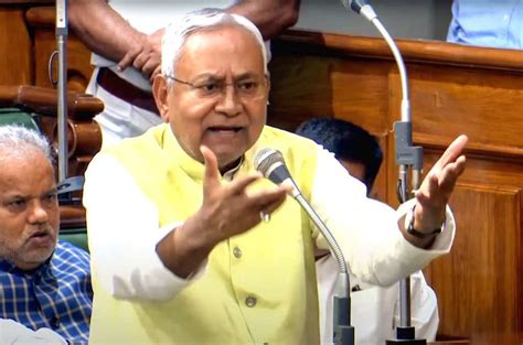 Bihar Chief Minister Nitish Kumar speaks during the Winter session of ...