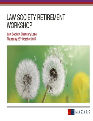 Fillable Online Events Lawsociety Org Law Society Retirement Workshop