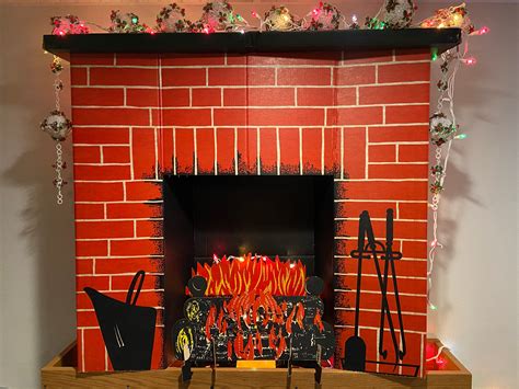 S Toymaster Kitsch Cardboard Fireplace Vintage Christmas Decor