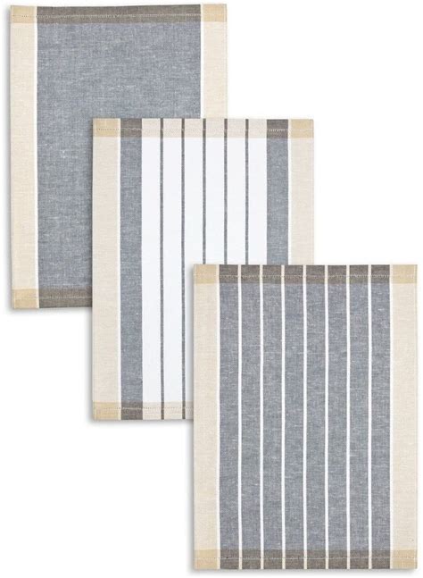 Kracht 3 Er Pack Jacquard Geschirrtuch Halbleinen Streifen Sortiert