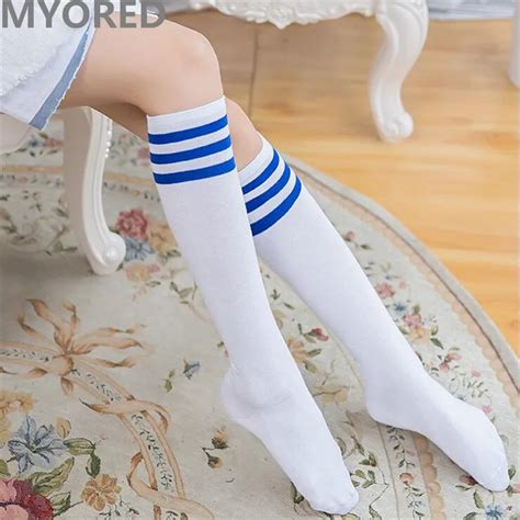 Candy Colored Stripes Cotton Sexy Womens Long Socks Style Street Dancing Knee Sock Best