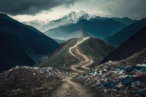 Premium Photo Overflowing Garbage Dump In Mountains After Pollution