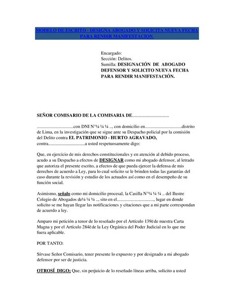 Doc Modelo De Escrito Judicial Dokumentips