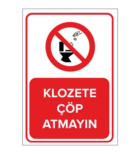 NEW JARGON Klozete Çöp Atmayın Levhası Dekote Malzeme 25x35cm